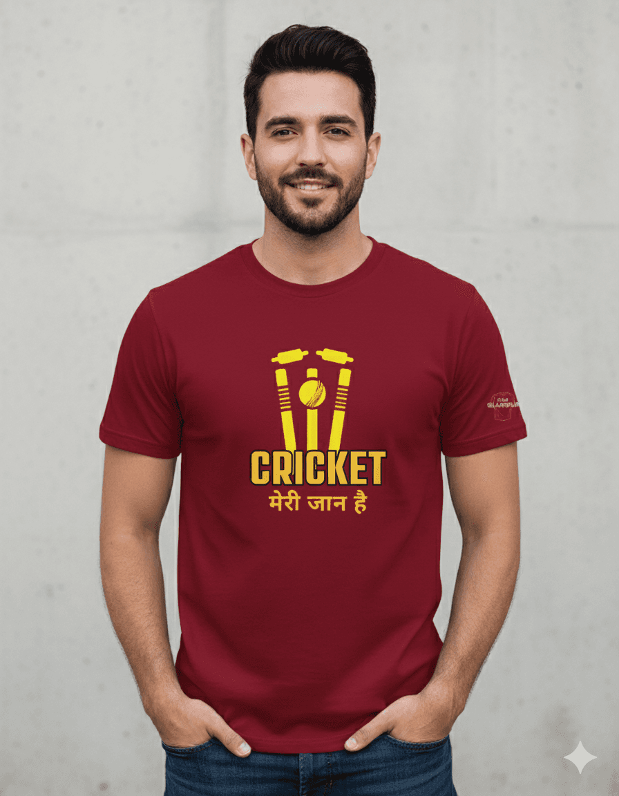 Maroon Cotton Printed Regular T-Shirt For Men & Women