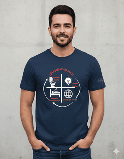 Navy Blue Cotton Printed Regular T-Shirt For Men & Women 1