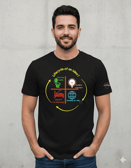 Black Cotton Printed Regular T-Shirt For Men & Women 1