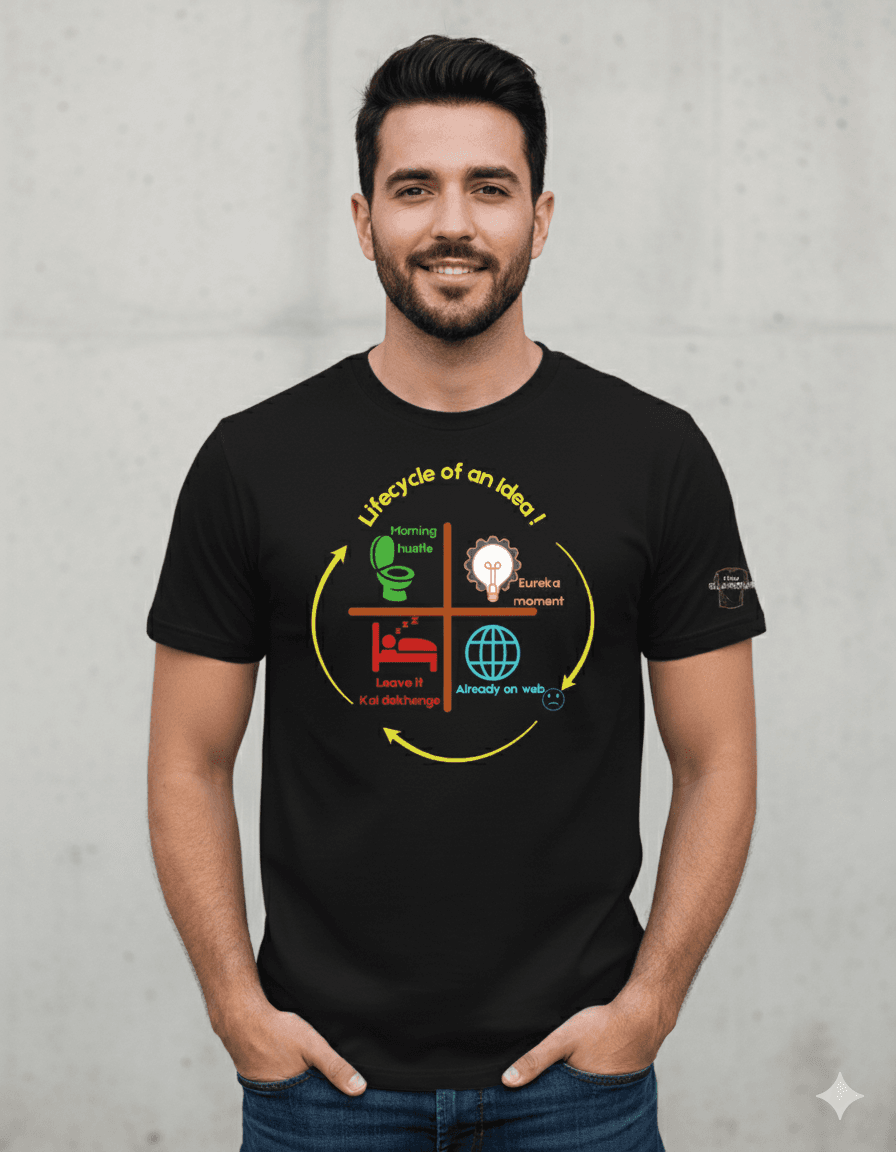 Black Cotton Printed Regular T-Shirt For Men & Women