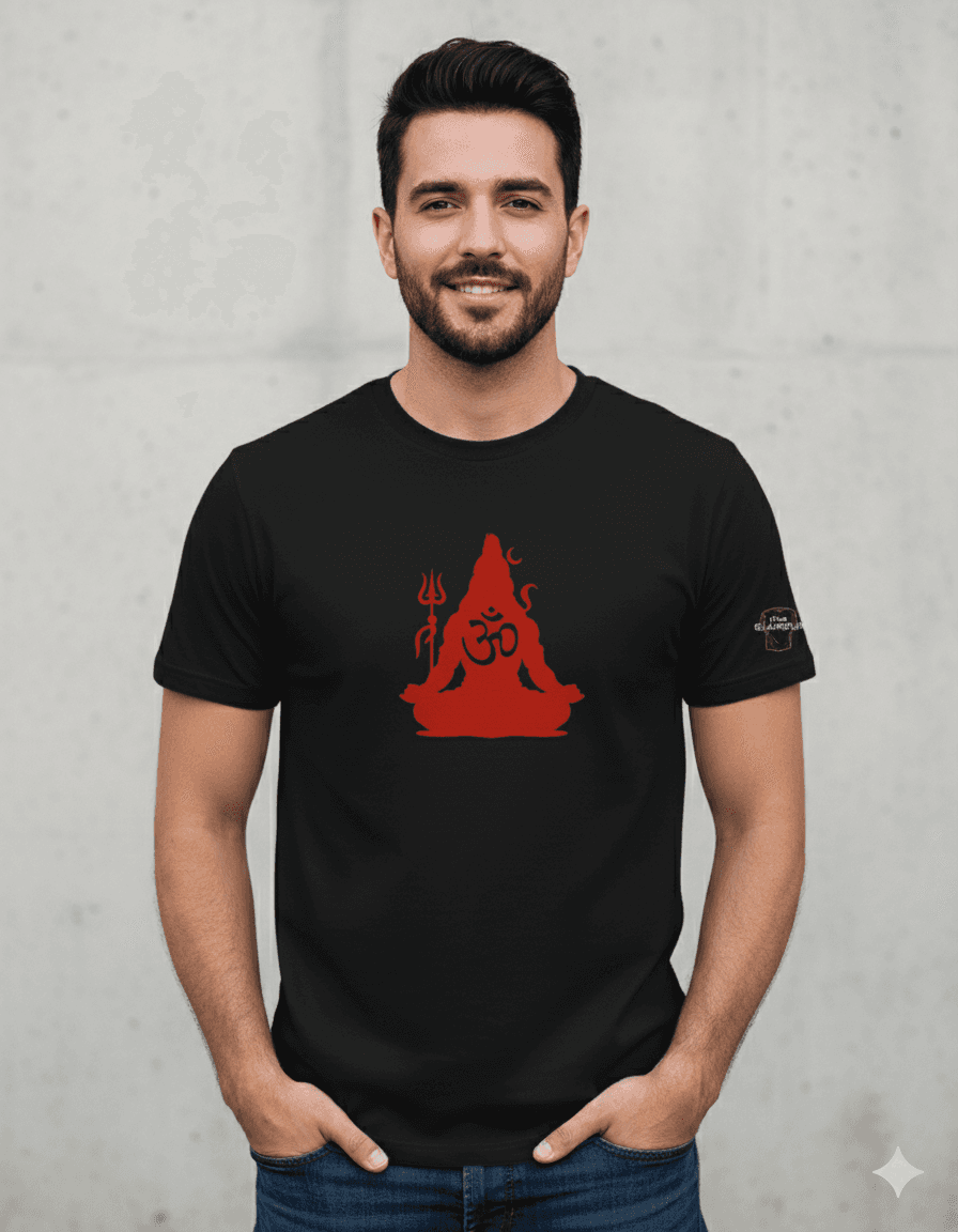 Black Cotton Printed Regular T-Shirt For Men & Women